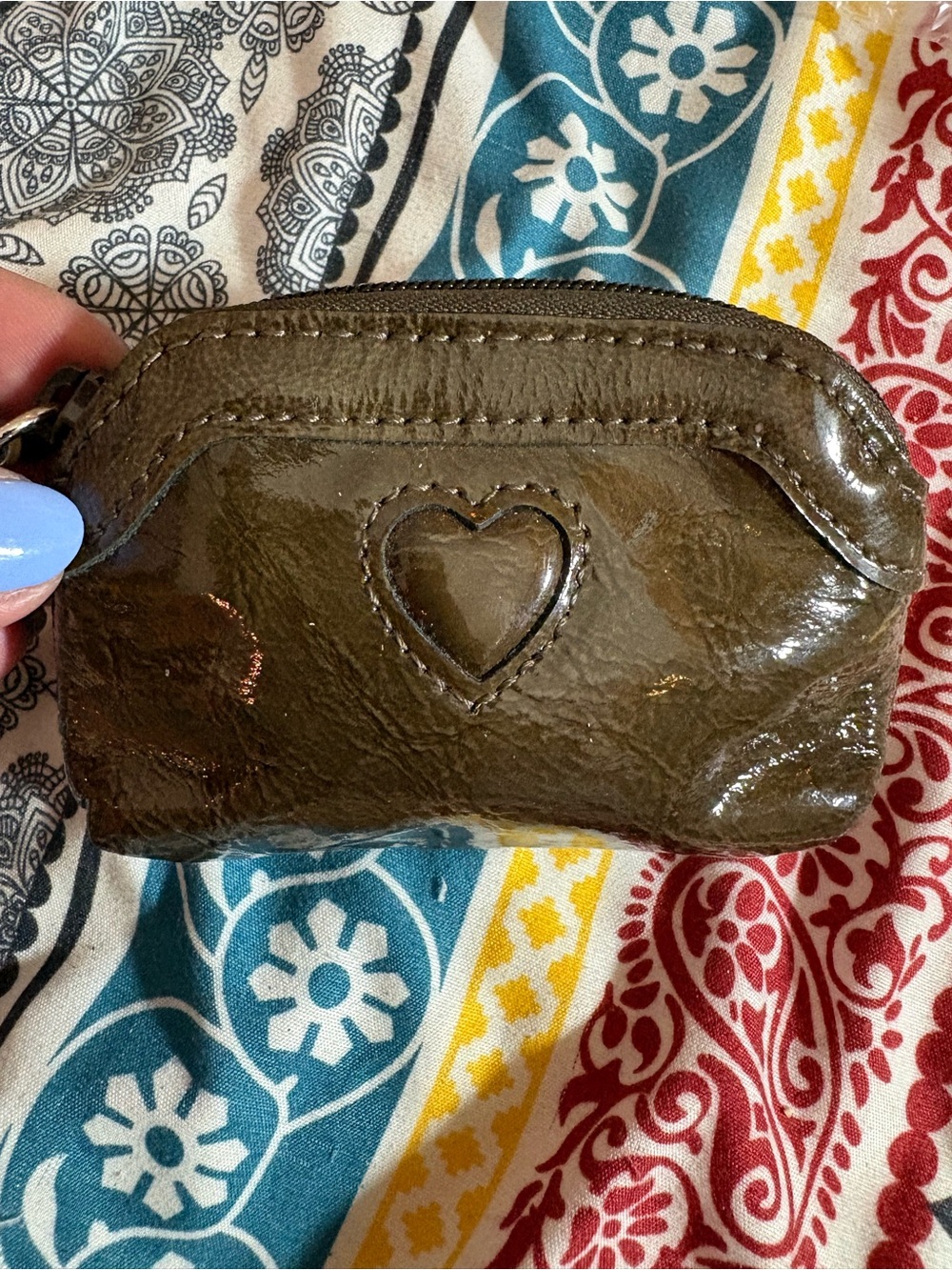 Brighton Collectibles Brand Dark Taupe Heart Patent Leather Coin Pouch